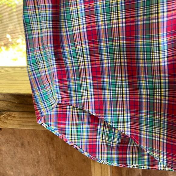 Ralph Lauren Men's Classic Fit Red And Green Plaid Button Down Shirt Size 16/L - Picture 7 of 10